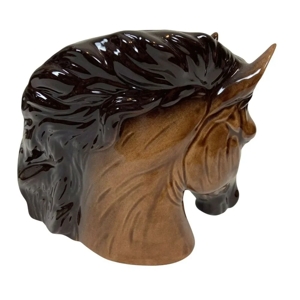 Mare And Foal Planter Vintage Brown Glossy Finish Beautiful Glazed 8" x 3.5" - Picture 2 of 12